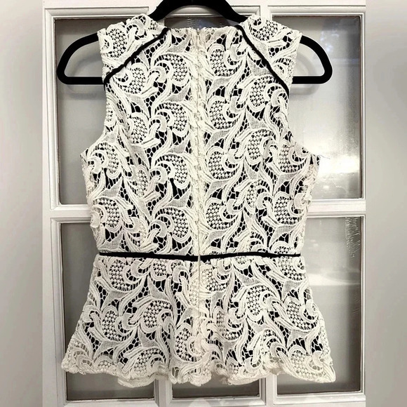 Anthropologie | Maeve | Scrolling Lace Peplum Top Sleeveless Blouse Size 2 XS - Picture 4 of 11